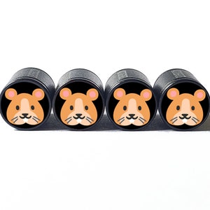 Hamster  Tire Valve Caps - Black Aluminum - Set of Four