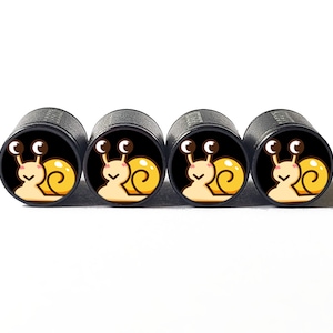Snail Tire Valve Caps - Black Aluminum - Set of Four