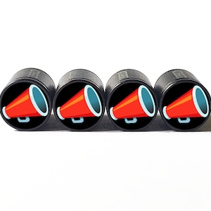 Megaphone  Tire Valve Caps - Black Aluminum - Set of Four