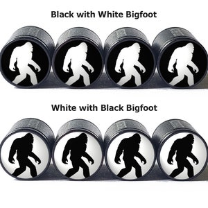 Black Bigfoot Sasquatch Walking Tire Valve Caps