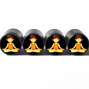 Yoga Girl  Tire Valve Caps - Black Aluminum - Set of Four