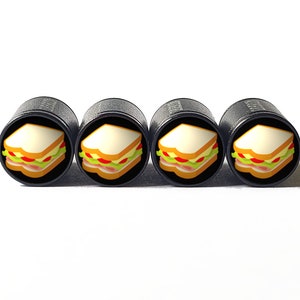 Sandwich  Tire Valve Caps - Black Aluminum - Set of Four