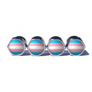 Transgender Flagge Reifen Ventilkappen - Chrom beschichtet - 4-er Set