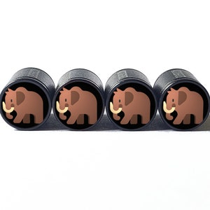 Woolly Mammoth Tire Valve Caps - Black Aluminum - Set of Four