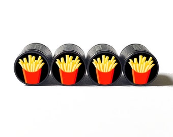 Golden French Fries Reifen Ventilkappen - Schwarzes Aluminium - 4er-Set