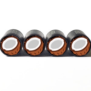 Coconut  Tire Valve Caps - Black Aluminum - Set of Four