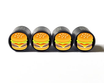Cheeseburger Reifen Ventilkappen - Schwarzes Aluminium - 4er Set