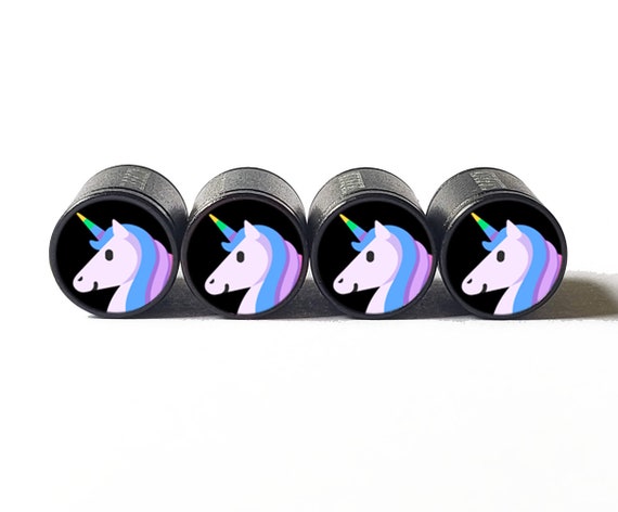 Bouchons de tige de valve de pneu Emoji Licorne colorée Type 2 Aluminium  noir Ensemble de quatre -  France