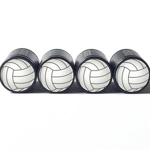 Volleyball Tire Valve Caps - Black Aluminum - Set of Four