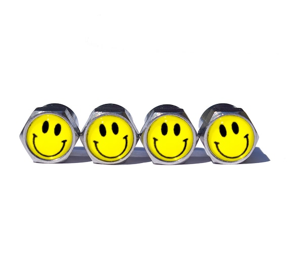 3/$10 NEW Black Smley Face Tre Valve Caps | Valve Cap, New Black