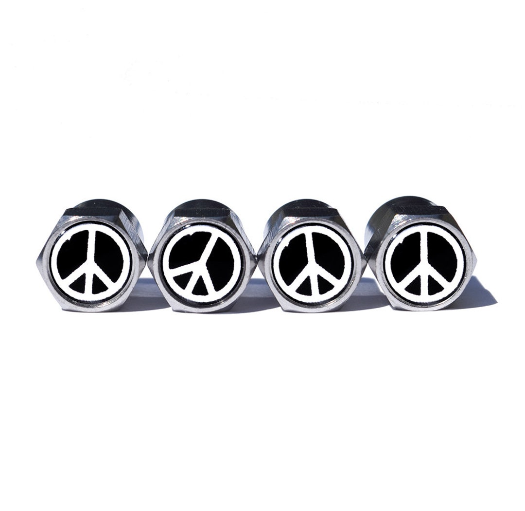 Peace Sign Tire Valve Stem Caps Chrome Surface Set of Four Etsy