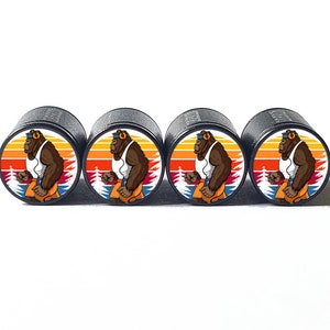 Bouchons de valve de pneu pour entraînement Sasquatch de Bigfoot - Aluminium noir - Lot de quatre
