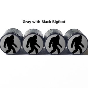 Gray Bigfoot Sasquatch Walking Tire Valve Caps