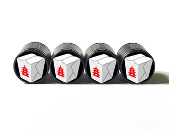 Takeout Box  Tire Valve Caps - Black Aluminum - Set of Four
