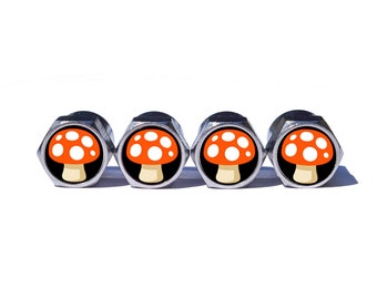 Mushroom Tire Valve Caps - Chrome Coated - Set of Four