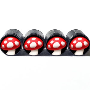 Mushroom Tire Valve Caps - Black Aluminum - Set of Four