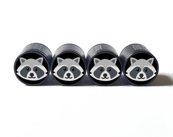 Waschbär-Reifenventilkappen - Schwarzes Aluminium - 4er-Set