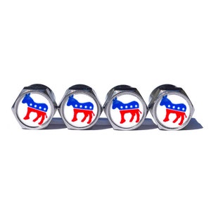 Democratic Party Tire Valve Caps - Chrome Coated - Set of Four