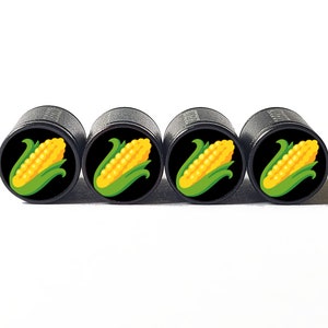 Corn Tire Valve Caps - Black Aluminum - Set of Four