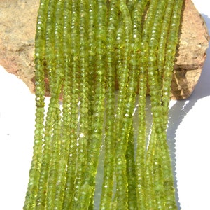 50% Sale AAA quality Beautiful natural Peridot roundel faceted beads 4-4.5 mm 13 inch 1 strand best quality