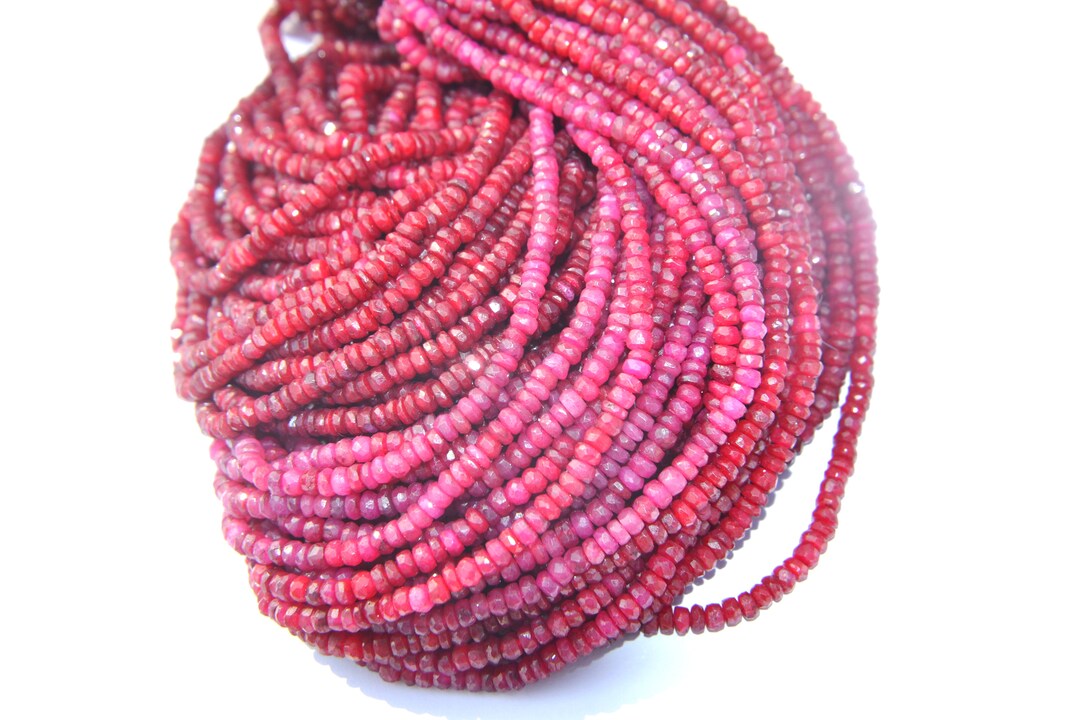 100 % Naturalbeautiful and Genuine Ruby Died Roundelle Faceted Beads 1 ...