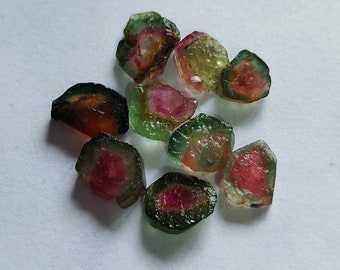 100% Natural Watermelon Tourmaline Slice Shape, Bi Color Tourmaline, Multi Tourmaline, For Making Jewellery 6-4.5mm Approx., wholesale price