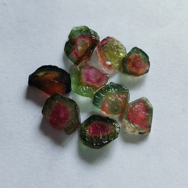 100% Natural Watermelon Tourmaline Slice Shape, Bi Color Tourmaline, Multi Tourmaline, For Making Jewellery 6-4.5mm Approx., wholesale price