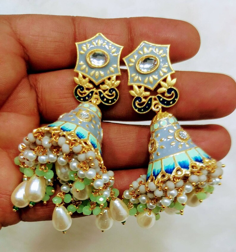 Lowest Prices and Best Quality 50/% SaleIndian Earrings kundan earrings jewellery jhumka meenakari Designer jewellery