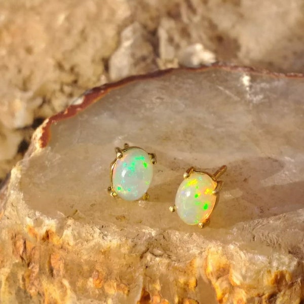 Genuine Ethiopian Opal and Diamond Silver Halo Earrings main image 0