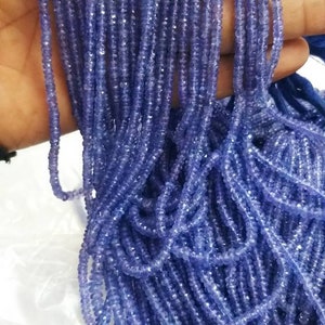 50% Sale AAA quality natural loose tanzanite gemstone faceted beads 1 strand 3-4mm size 8 inch