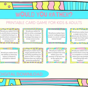 Would You Rather Printable Game for Kids, Teens, Adults, Road Trip ...