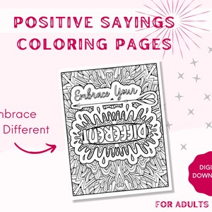 Printable Coloring Pages | Coloring Book | Printable Quotes Coloring Pages | Embrace Your Different | Coloring Pages for Adults and Kids