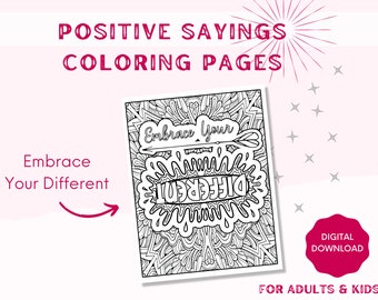 Printable Coloring Pages | Coloring Book | Printable Quotes Coloring Pages | Embrace Your Different | Coloring Pages for Adults and Kids