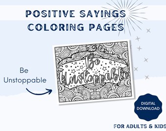 Printable Coloring Pages | Coloring Books | Be Unstoppable | Printable Quotes Coloring Pages | Coloring Pages for Adults and Kids