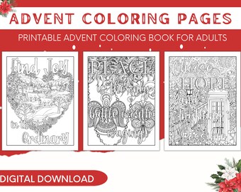 Printable Advent Calendar, Christmas Coloring Book, Christmas Coloring Pages, Christmas Countdown, Bible Gift, Christmas Adult Coloring Page
