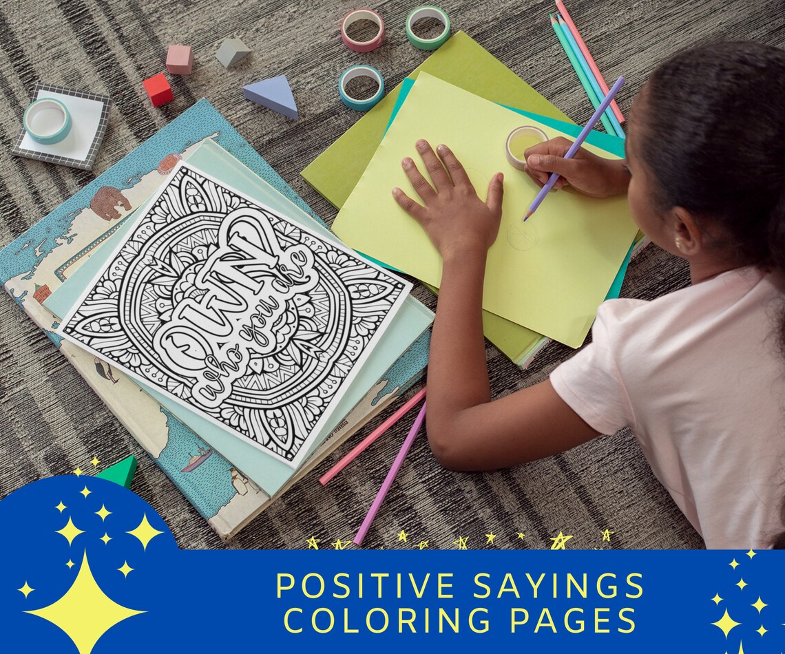 Printable Coloring Pages Quotes Coloring Book Positive | Etsy