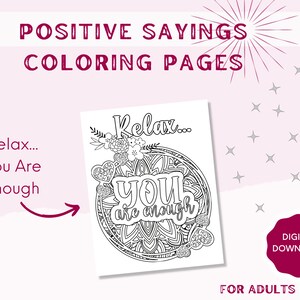 Printable Coloring Pages | Coloring Books | Relax You Are Enough | Printable Quotes Coloring Pages | Coloring Pages for Adults and Kids