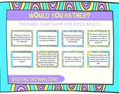 Would You Rather Printable Game for Kids, Teens, Adults, Road Trip, Kids Activity, Car Games, Family Vacation, Travel, Summer, Party Games