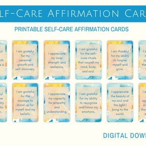 Self-Care Affirmation Cards, Affirmation Cards Printable, Positive Affirmation Cards, I Am Affirmation Cards, Self Love Affirmation Cards