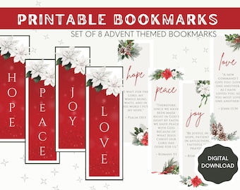 Printable Bookmarks Advent Theme | Advent Bookmark Set | Christian | Christmas | Bible Reading Gifts | Bible Gifts | Season | DOWNLOAD