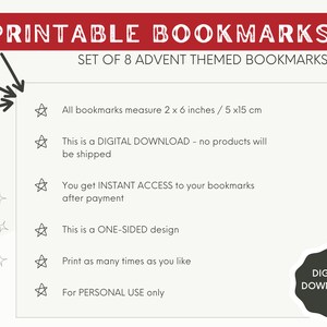 Printable Bookmarks Advent Theme Advent Bookmark Set - Etsy