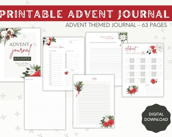 Printable Advent Journal, Advent Planner, Digital, Prayer Journal, Christmas, Christian Journal, Journal Prompts, Advent Calendar, Download