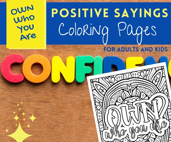 Printable Coloring Pages Quotes Coloring Book Positive | Etsy