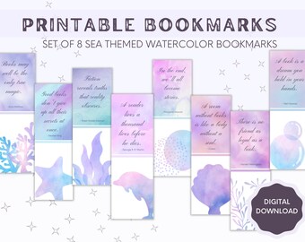 Printable Bookmarks with Inspirational Quotes | Landscapes Bookmark Set | Book Lover Reading Gifts | Literary Gifts for Readers | DOWNLOAD