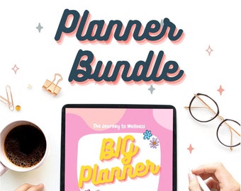 Planner Bundle - Weekly, monthly, yearly planner, habit & goal tracker + more - Digital Journey to Wellness Download