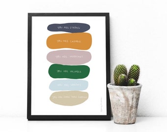 You are - Mantras - Journey to Wellness - digital print, therapy poster