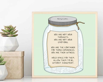 Container for your thoughts & emotions - Journey to Wellness digital download printable - therapy poster, mental health, inspirational