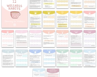 Wellness Habit Tracker Calendar- 12 Months 12 Wellness Habits - Journey to Wellness digital download - Calendar 2023