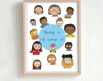 Name it to Tame it - BUNDLE resource - Worksheets & posters - Journey to Wellness printable resources - Naming emotions