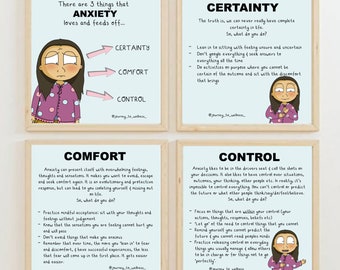 Certainty, Comfort, Control - Anxiety - Journey to Wellness Digital download - therapy poster series